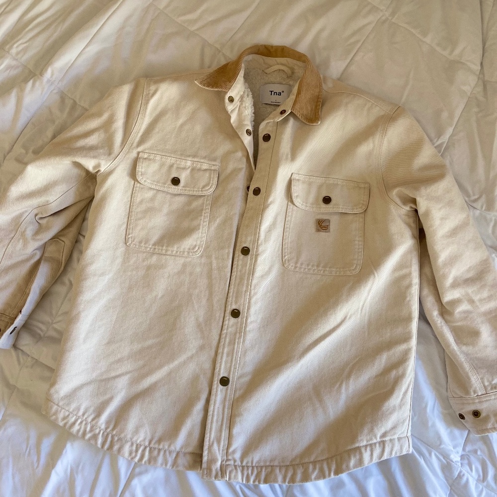 Aritzia TNA Off-white Fleece Lined Shirt Jacket
